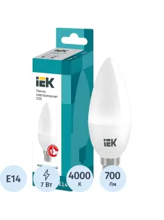 Лампа светодиодная Eco 7Вт C35 свеча 4000К E14 IEK LLE-C35-7-230-40-E14