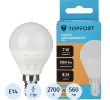 Лампа светодиодная Topfort E14 7W 2700K шар