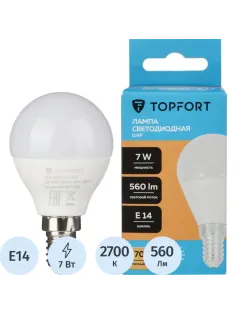 Лампа светодиодная Topfort E14 7W 2700K шар