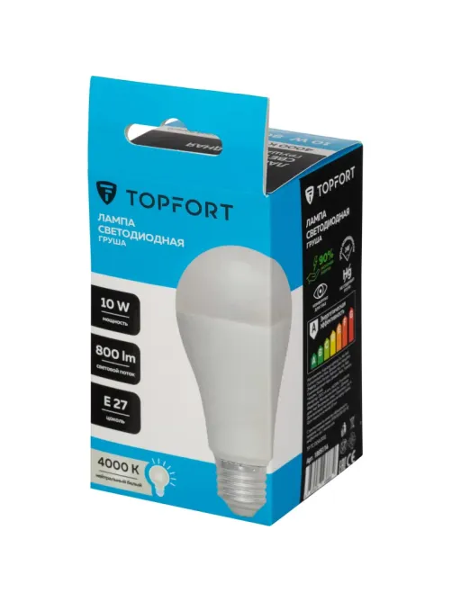 Лампа светодиодная Topfort E27 10W 4000K груша