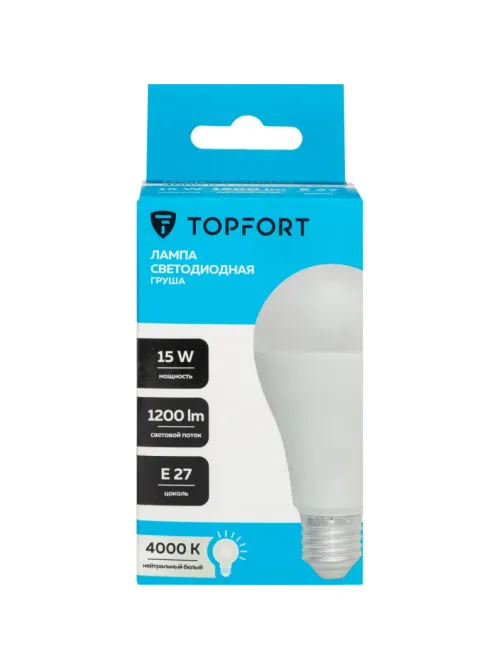 Лампа светодиодная Topfort E27 15W 4000K груша