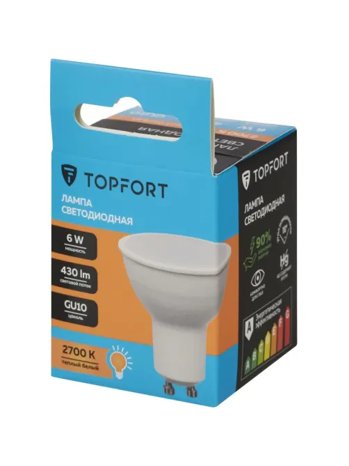 Лампа светодиодная Topfort GU10 6W 2700K