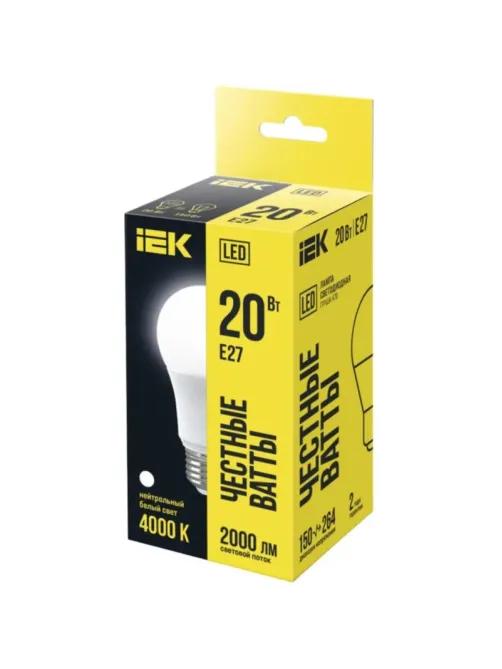 Лампа светодиодная IEK ECO A60 LLE-A60-20-230-40-E27 20Вт 230В 4000К E27