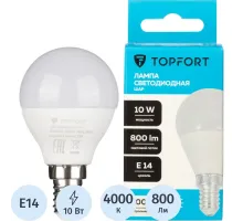Лампа светодиодная Topfort E14 10W 4000K шар