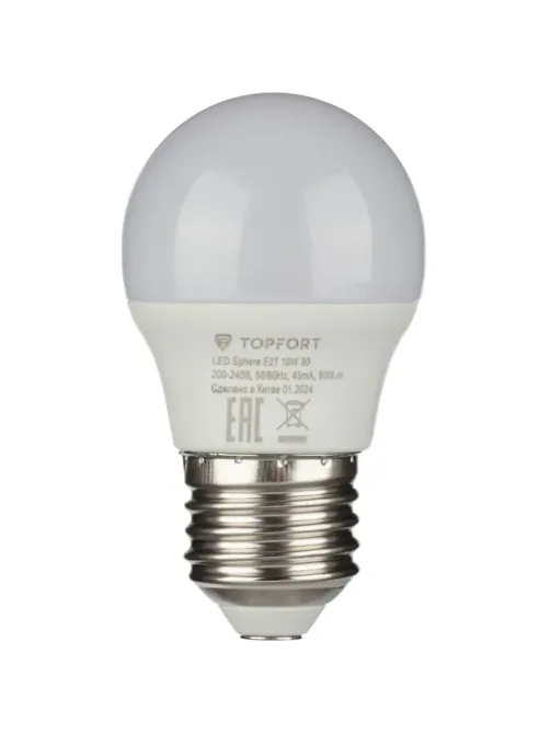 Лампа светодиодная Topfort E27 10W 3000K шар