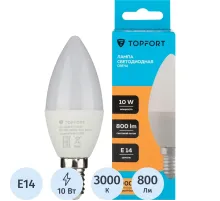 Лампа светодиодная Topfort E14 10W 3000K свеча