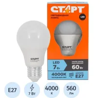 Лампа светодиодная Старт ECO E27 7W 4000K груша