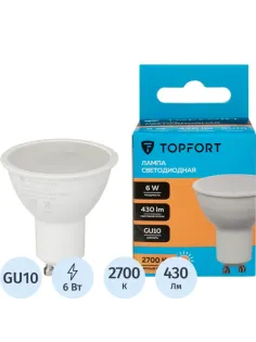 Лампа светодиодная Topfort GU10 6W 2700K