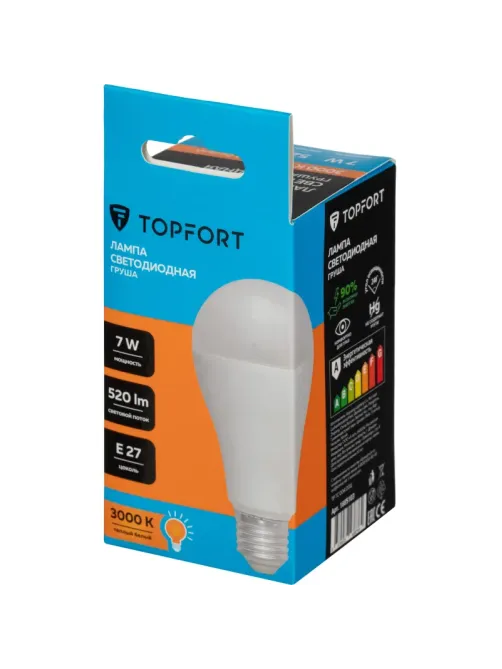 Лампа светодиодная Topfort E27 7W 3000K груша