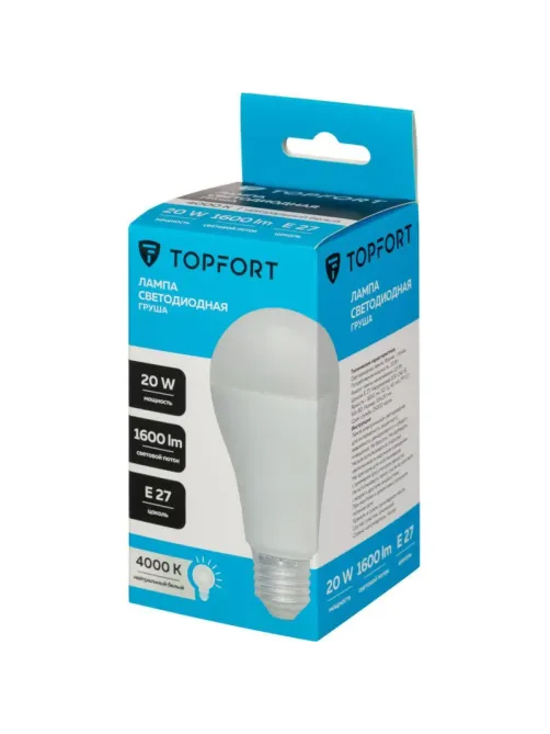 Лампа светодиодная Topfort E27 20W 4000K груша