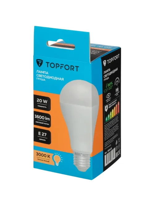 Лампа светодиодная Topfort E27 20W 3000K груша