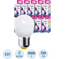 Лампа светодиодная КОСМОС GL45 8.5W E27 3000K 10шт/уп (LED8.5wGL45E2730_10)