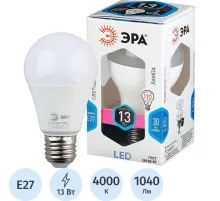 Лампа светодиодная Эра 13W E27 4000k нейт.бел. ст.колба LED A60-13W-840-E27