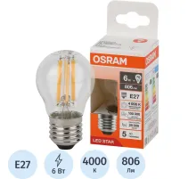 Лампа светодиодная OSRAM LSCLP75 6W/840 230VFILCL E27 FS1