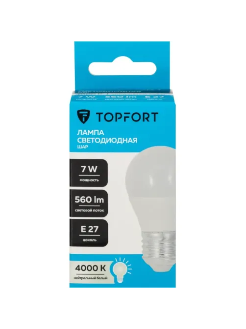 Лампа светодиодная Topfort E27 7W 4000K шар