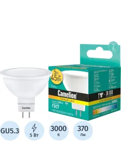 Лампа светодиодная Camelion LED5-MR16/830/GU5.3,5В