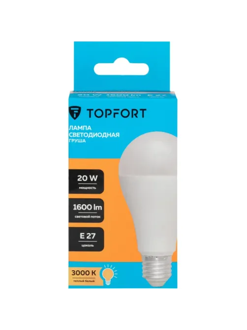 Лампа светодиодная Topfort E27 20W 3000K груша