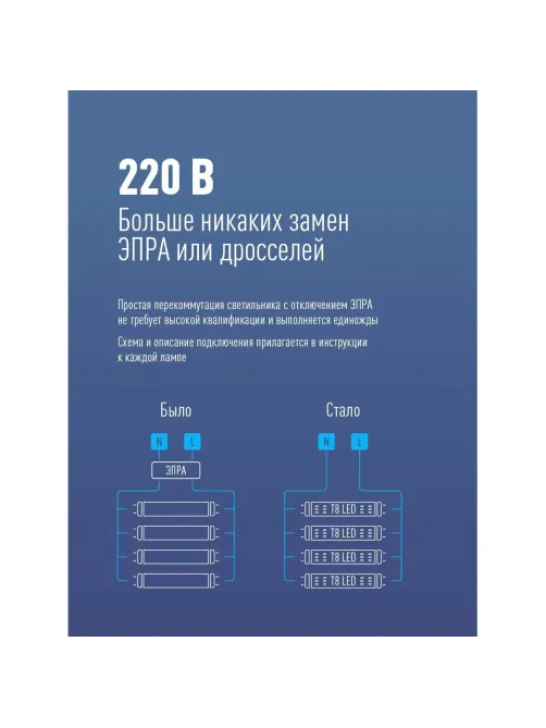 Лампа светодиодная Космос Lksm_LED20wG13T865GL 20Вт G13 Т8 6500К холод.бел