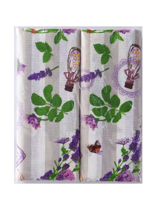 Полотенце кух. вафельное 35x60 160гр/м2, Лавандовое поле ассорти, 10 шт