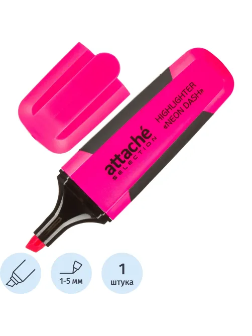 Маркер текстовыделитель Attache Selection Neon Dash 1-5мм розовый HL7010