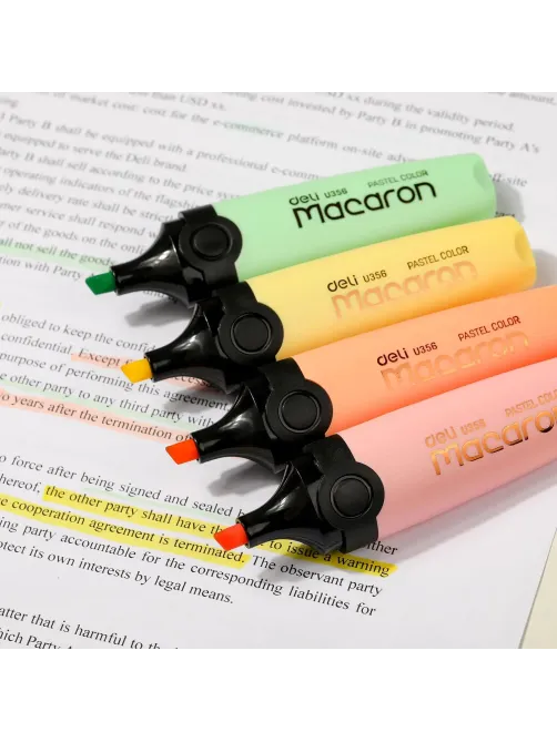 Набор текстовыделителей Deli Macaron 1-5 мм 4 цвета EU356-MT