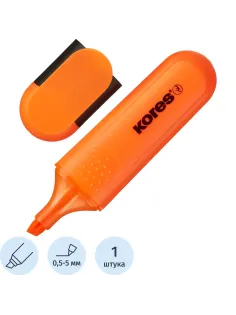 Маркер текстовыделитель Kores BRIGHT LINER PLUS, скош нак, 0.5-5 мм,оранж