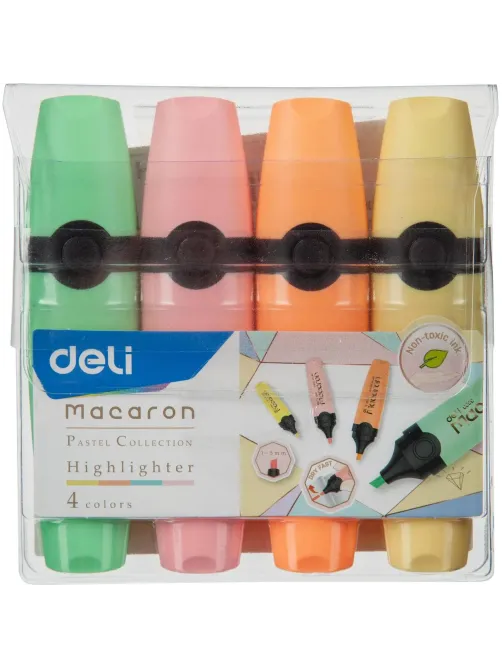 Набор текстовыделителей Deli Macaron 1-5 мм 4 цвета EU356-MT