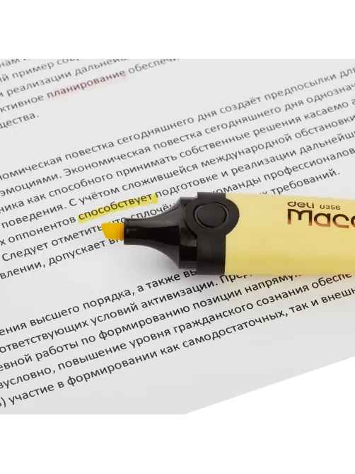 Маркер текстовыделитель Macaron, скошенный наконечник, 1-5 мм, желтый
