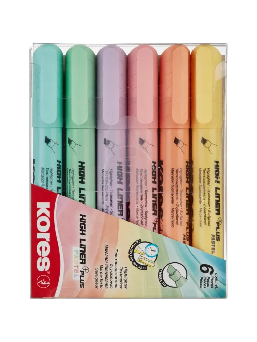 Набор текстовыделителей Kores High Liner Plus пастель 6цв.36060.01