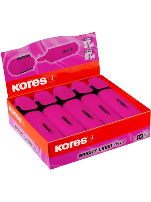 Маркер текстовыделитель Kores BRIGHT LINER PLUS, скош након, 0,5-5мм, розов