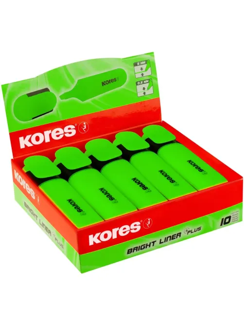 Маркер текстовыделитель Kores BRIGHT LINER PLUS, скош нак, 0.5-5 ммзелен