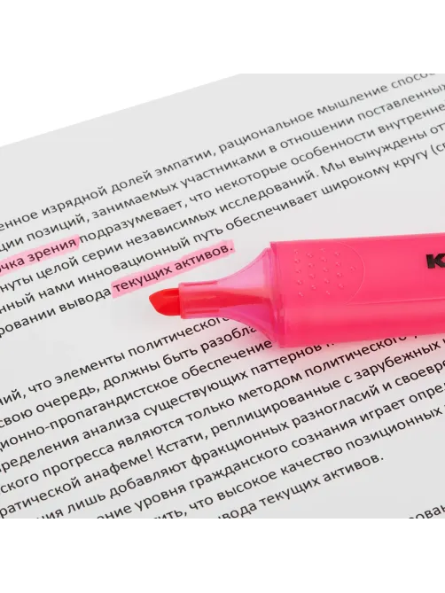 Маркер текстовыделитель Kores BRIGHT LINER PLUS, скош након, 0,5-5мм, розов