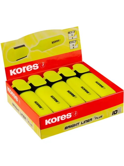 Маркер текстовыделитель Kores BRIGHT LINER PLUS, скош након, 0,5-5 мм, желт