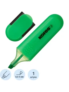 Маркер текстовыделитель Kores BRIGHT LINER PLUS, скош нак, 0.5-5 ммзелен
