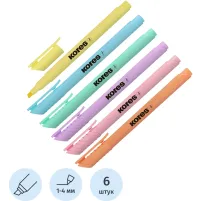 Набор текстовыделителей KORESHIGHLINER PASTEL6ц 1-4ммскош нак36246