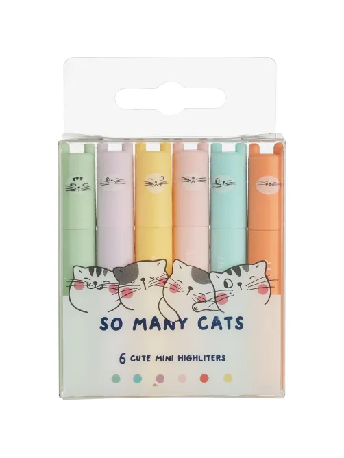 Набор текстовыделителей M&G SO MANY CATS  мини 6 паст цв AHM22575