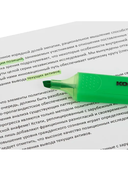 Маркер текстовыделитель Kores BRIGHT LINER PLUS, скош нак, 0.5-5 ммзелен