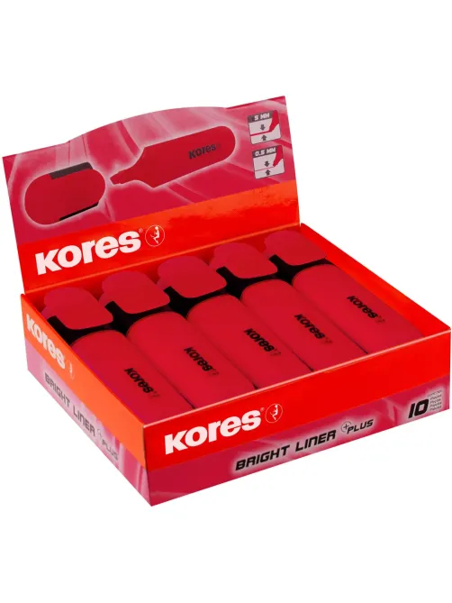 Маркер текстовыделитель Kores BRIGHT LINER PLUS,скош након, 0,5-5 мм, красн