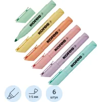 Набор текстовыделителей Kores High Liner Plus пастель 6цв.36060.01