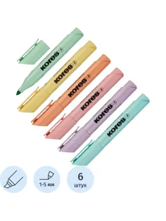 Набор текстовыделителей Kores High Liner Plus пастель 6цв.36060.01