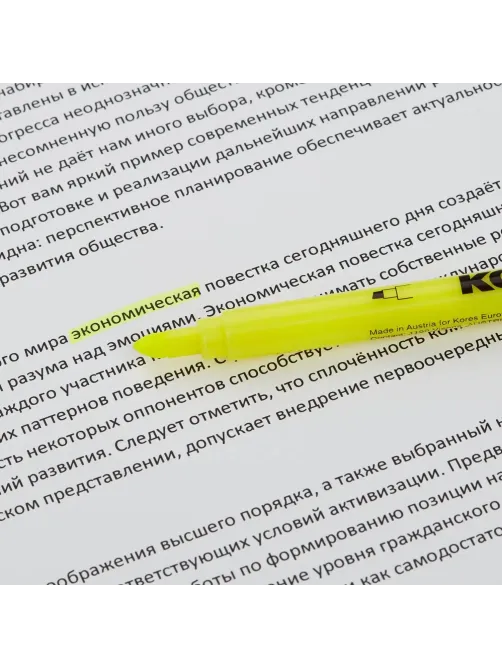 Маркер текстовыделитель Kores 0,5-3,5 мм скош.након.желт.36201