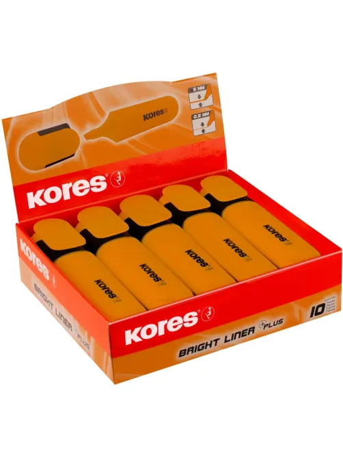 Маркер текстовыделитель Kores BRIGHT LINER PLUS, скош нак, 0.5-5 мм,оранж