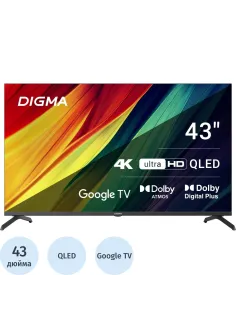 Телевизор Digma DM-LED43UQB31, QLED, UHD, смарт (Google TV)