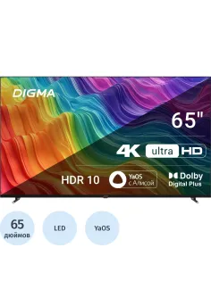 Телевизор Digma DM-LED65UBB33, UHD, смарт (Яндекс.ТВ)
