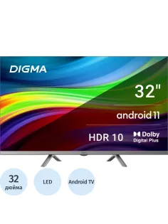 Телевизор Digma DM-LED32SBB39, HD reday, смарт (Android TV)