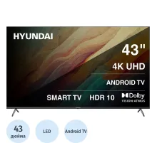 Телевизор Hyundai H-LED43BU7009, UHD, смарт (Android TV)