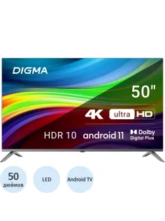 Телевизор Digma DM-LED50UBB41, UHD, смарт (Android TV)