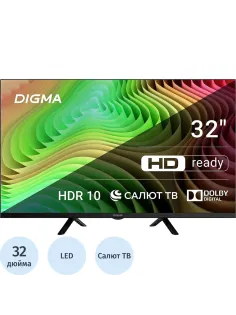 Телевизор Digma DM-LED32SBB34, HD ready, смарт (Салют ТВ)