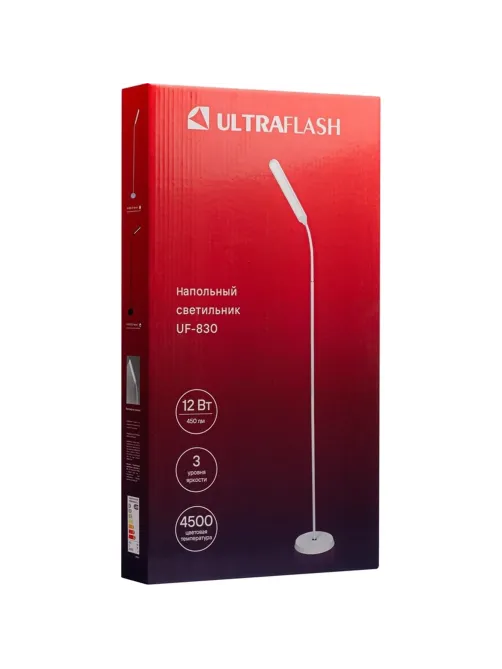 Торшер Ultraflash UF-830 C01 бел. LED 12Вт, 4500К, 3 ур.ярк