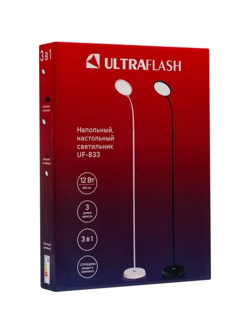 Светильник Ultraflash UF-833 C02 черн (LED напольн., 12Вт, 3 в1)